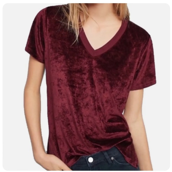 Michael Stars XS velvet T shirt burgundy - Picture 1 of 2